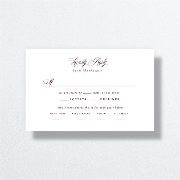 Formal Opulent Frame All-in-One Wedding Invitations Bordeaux No Signature Light Both Recipient and Return Addresses