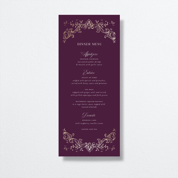 Formal Opulent Frame Menus Bordeaux Gold Signature
