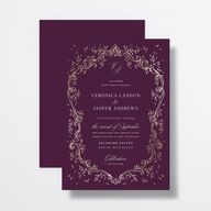 Formal Opulent Frame Wedding Invitations Bordeaux Gold No Signature