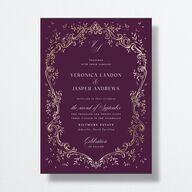 Formal Opulent Frame Wedding Invitations Bordeaux Gold No Signature