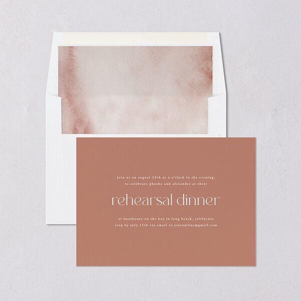 Striking Scene Rehearsal Dinner Invitations Dusty Rose Signature Blank Standard