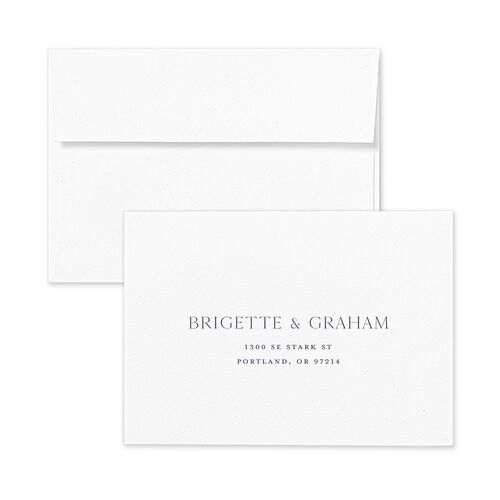 Vintage Ornate Frame Wedding Response Card Standard Envelopes White Moody Blue Return Address Signature Standard