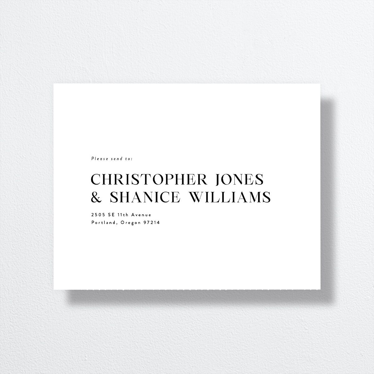 Simple Editorial Photo All-in-One Wedding Invitations Pure White Signature Light Both Recipient and Return Addresses No