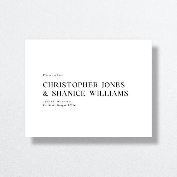 Simple Editorial Photo All-in-One Wedding Invitations Pure White Signature Light Both Recipient and Return Addresses No