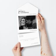 Simple Editorial Photo All-in-One Wedding Invitations Pure White Signature Light Both Recipient and Return Addresses No