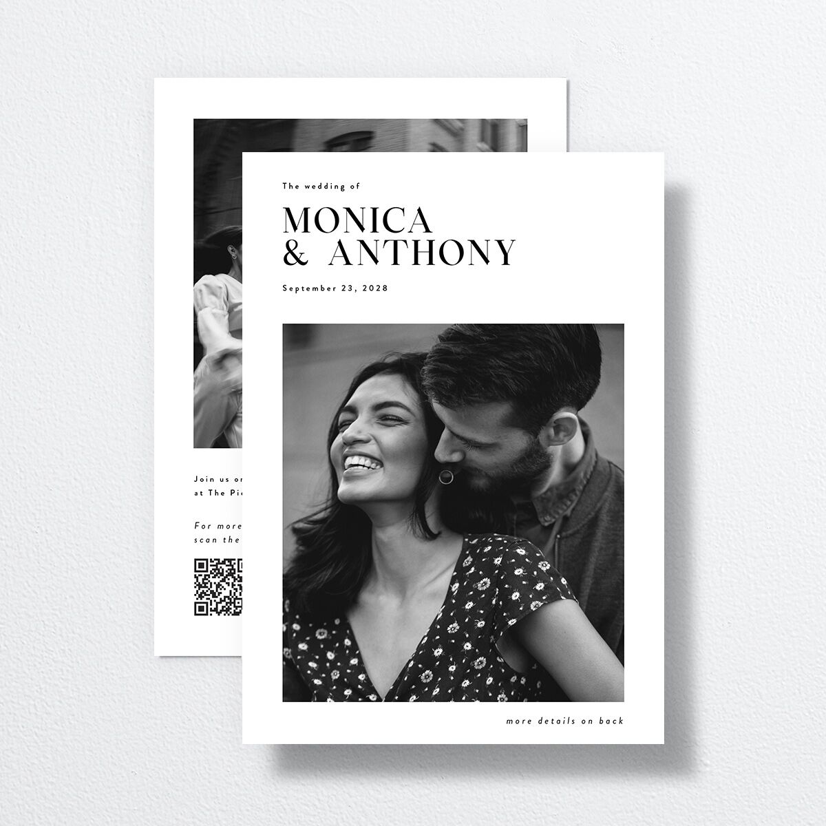 Simple Editorial Photo Wedding Invitations Pure White Signature No