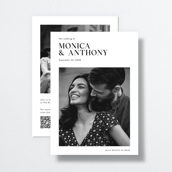 Simple Editorial Photo Wedding Invitations Pure White Signature No