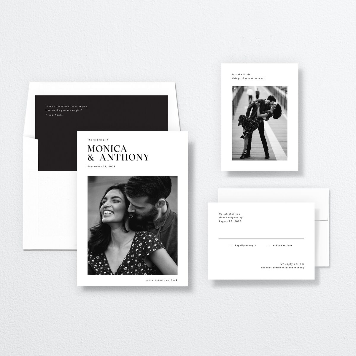 Simple Editorial Photo Wedding Invitations Pure White Signature No