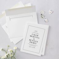 Classic Border Wedding Invitations Pure White Signature Blank No Standard