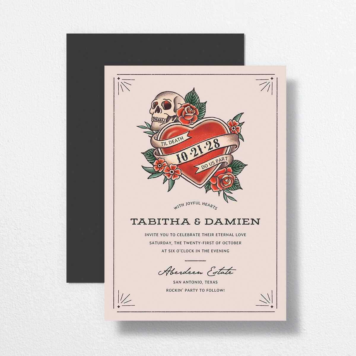 Til Death Tattoos Wedding Invitations Linen Signature No