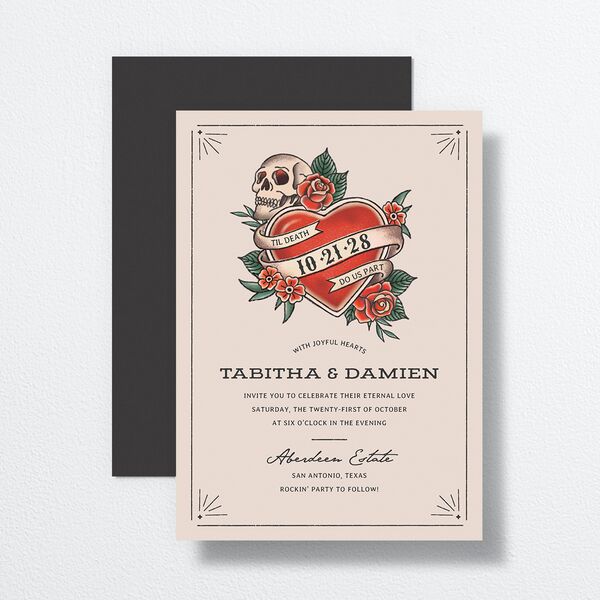 Til Death Tattoos Wedding Invitations Linen Signature No