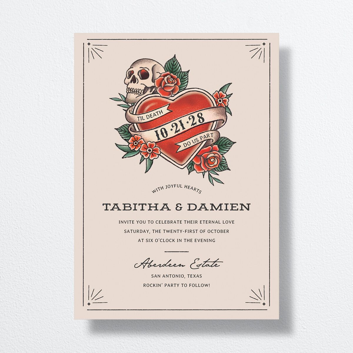 Til Death Tattoos Wedding Invitations Linen Signature No