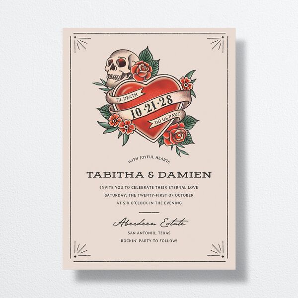 Til Death Tattoos Wedding Invitations Linen Signature No