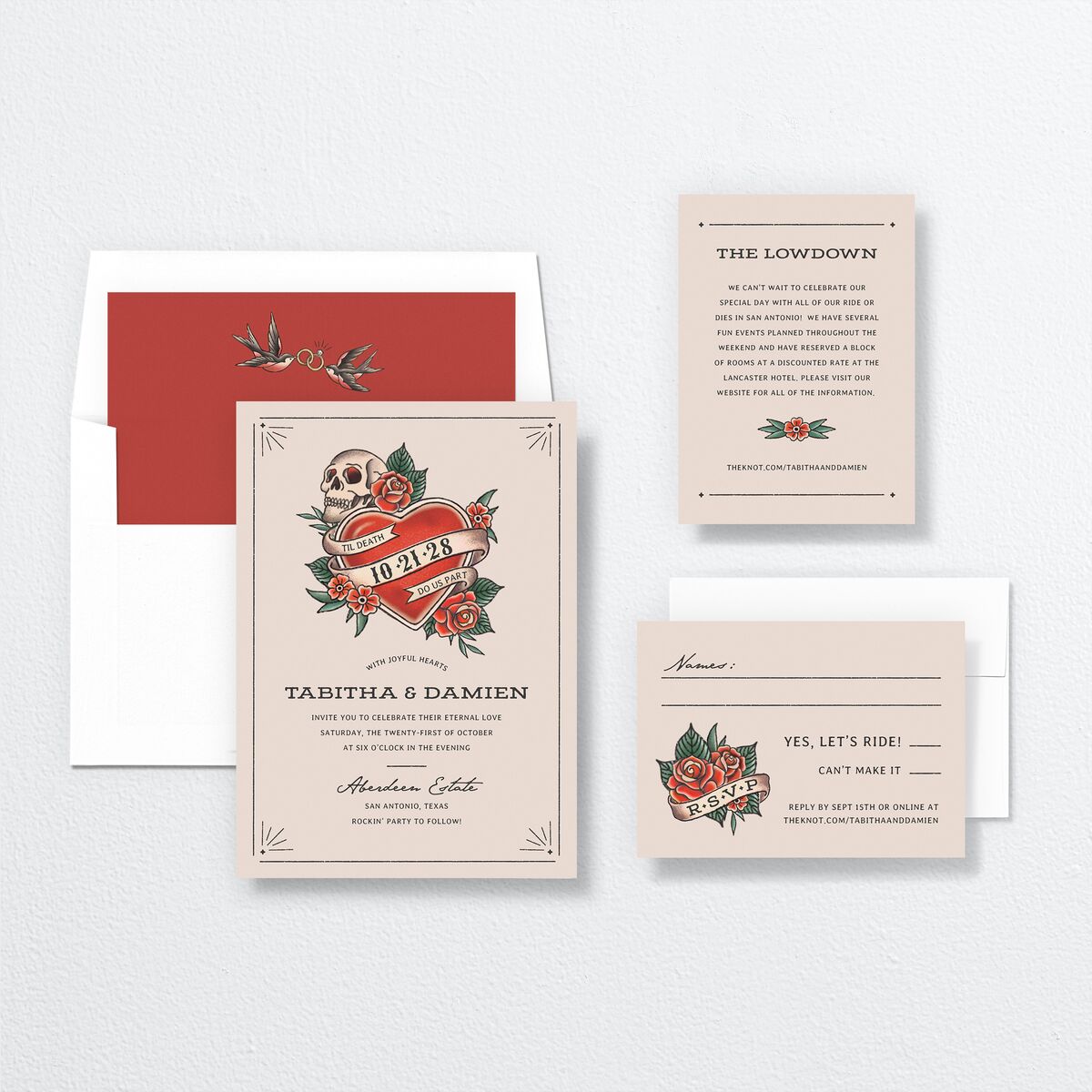 Til Death Tattoos Wedding Invitations Linen Signature No