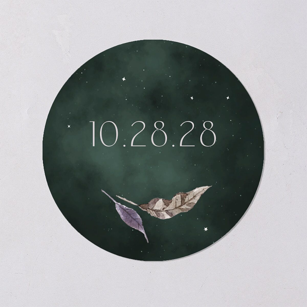 Crystal Forest Wedding Stickers Hunter Green Circle