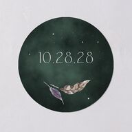 Crystal Forest Wedding Stickers Hunter Green Circle