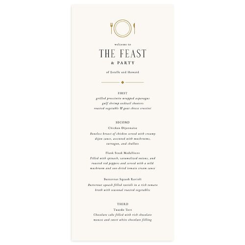 Old Hollywood Glam Menus Champagne Signature