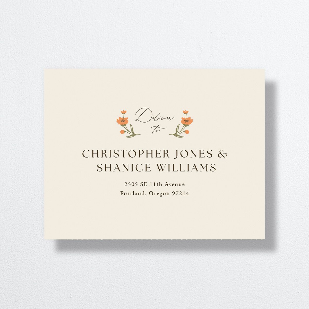 Flora Garden Border All-in-One Wedding Invitations Olive Signature Light Both Recipient and Return Addresses No