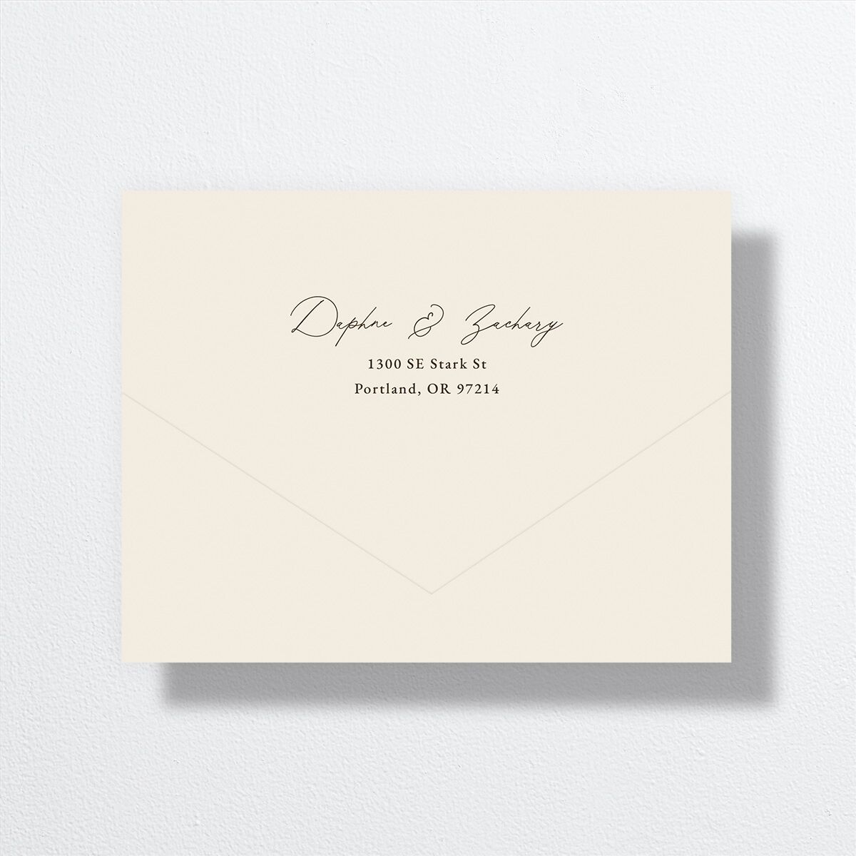 Flora Garden Border All-in-One Wedding Invitations Olive Signature Light Both Recipient and Return Addresses No