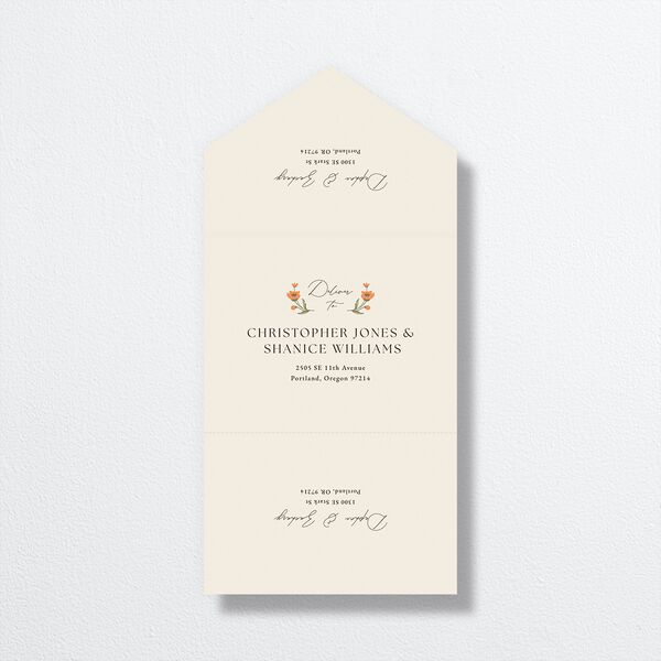 Flora Garden Border All-in-One Wedding Invitations Olive Signature Light Both Recipient and Return Addresses No