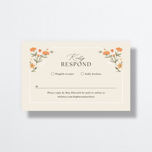 Flora Garden Border All-in-One Wedding Invitations Olive Signature Light Both Recipient and Return Addresses No