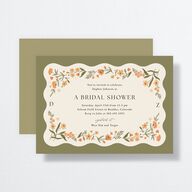 Flora Garden Border Bridal Shower Invitations Olive Signature