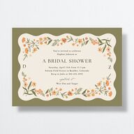 Flora Garden Border Bridal Shower Invitations Olive Signature