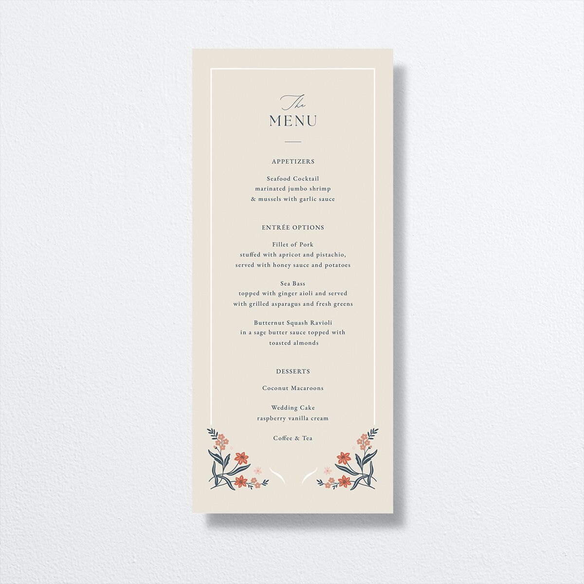 Flora Garden Border Menus Moody Blue Signature
