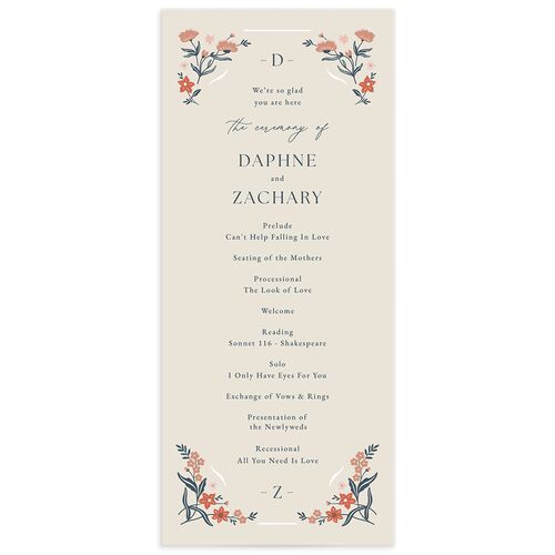 Flora Garden Border Wedding Programs Moody Blue Signature