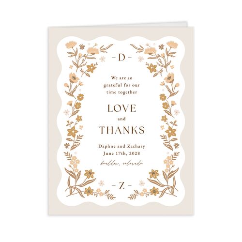 Flora Garden Border Thank You Cards Linen