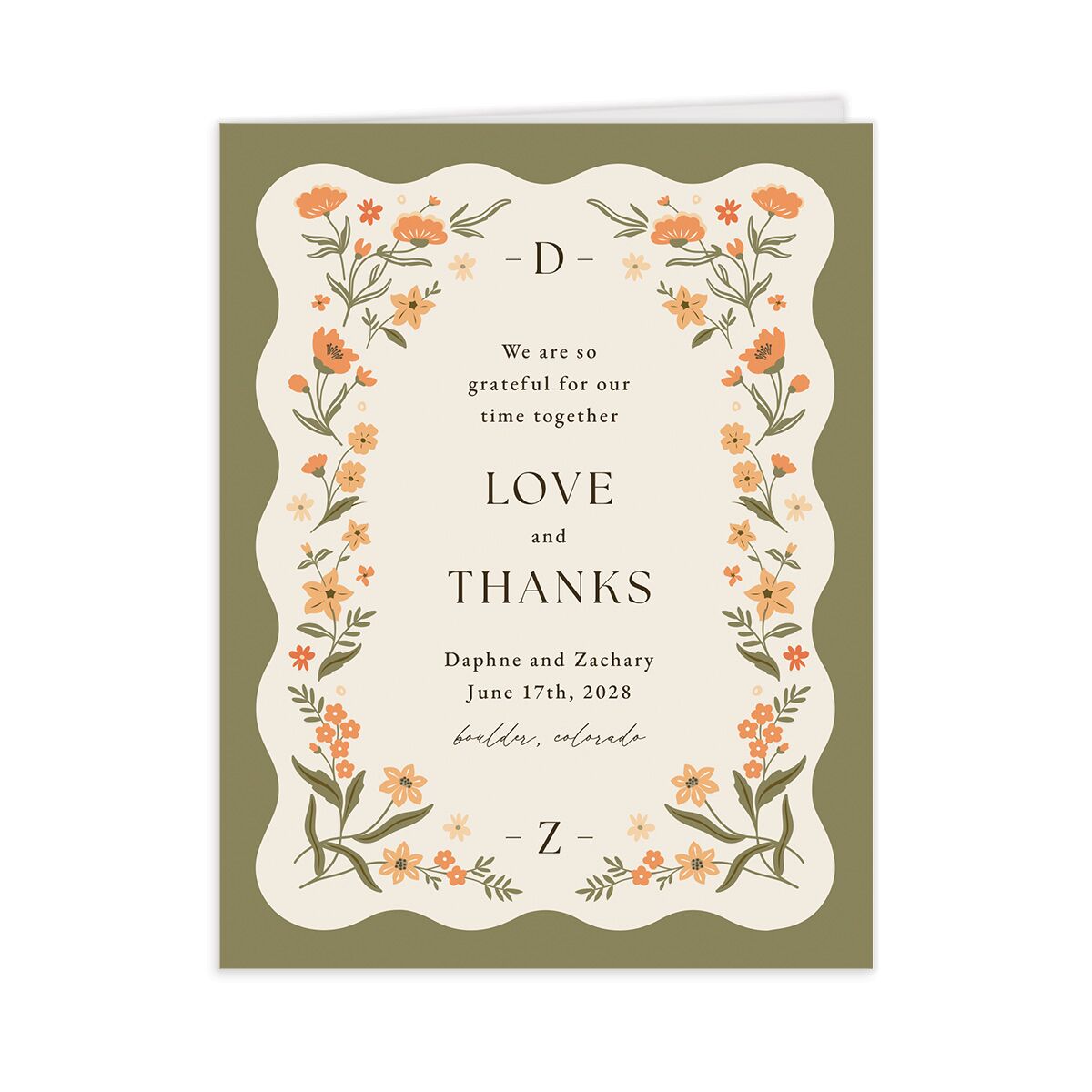 Flora Garden Border Thank You Cards