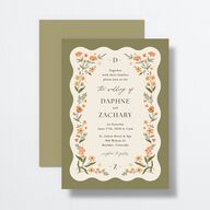 Flora Garden Border Wedding Invitations Olive Signature No