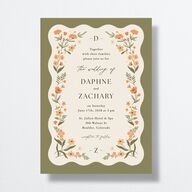 Flora Garden Border Wedding Invitations Olive Signature No