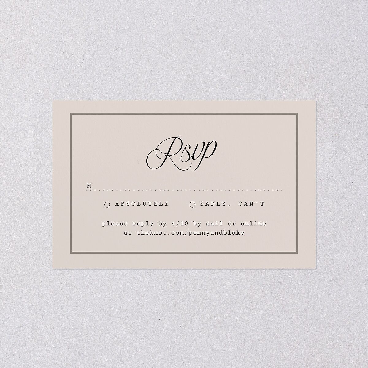 Vintage Script All-in-One Wedding Invitations Midnight Signature Light Both Recipient and Return Addresses No