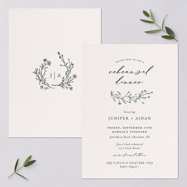 Gilded Monogram Rehearsal Dinner Invitations Dark Camo Signature Blank Standard
