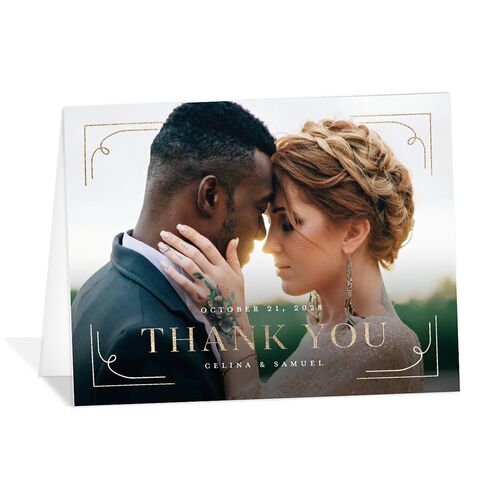 Floral Opulence Foil Thank You Cards Gold Navy