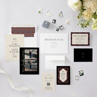 Ornate Garden Save the Date Cards Garnet Signature smooth Blank No Standard
