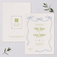 Modern Delicate Bows Wedding Invitations Peridot Signature Blank Standard No