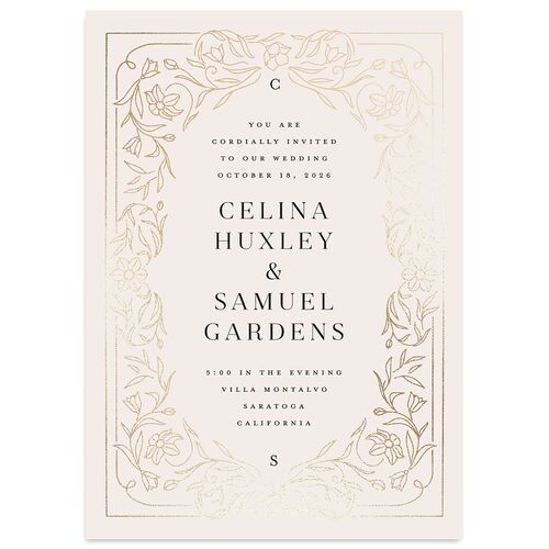 Floral Opulence Foil Wedding Invitations Gold Blossom Signature Blank No Standard