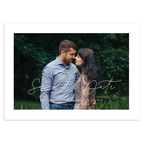 Eucalyptus Bouquet Save the Date Cards Terracotta Signature smooth Blank No Standard