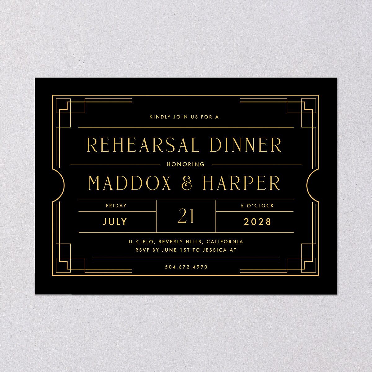 Vintage Hollywood Rehearsal Dinner Invitations Licorice Signature Blank Standard