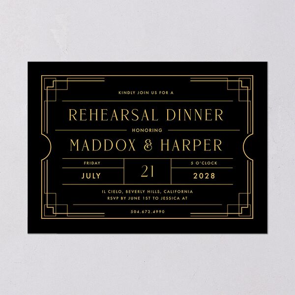 Vintage Hollywood Rehearsal Dinner Invitations Licorice Signature Blank Standard
