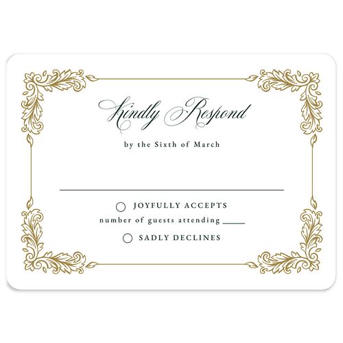 Black Tie Crest Wedding Response Cards Dark Emerald Signature Rounded