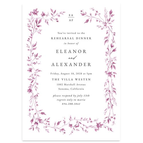 Timeless Floral Rehearsal Dinner Invitations Amethyst Signature Blank Standard