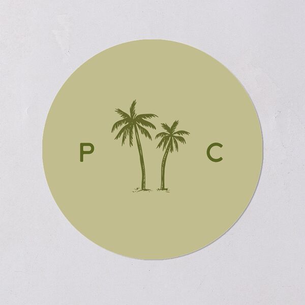 Cabana Stripes Wedding Stickers Olive Circle