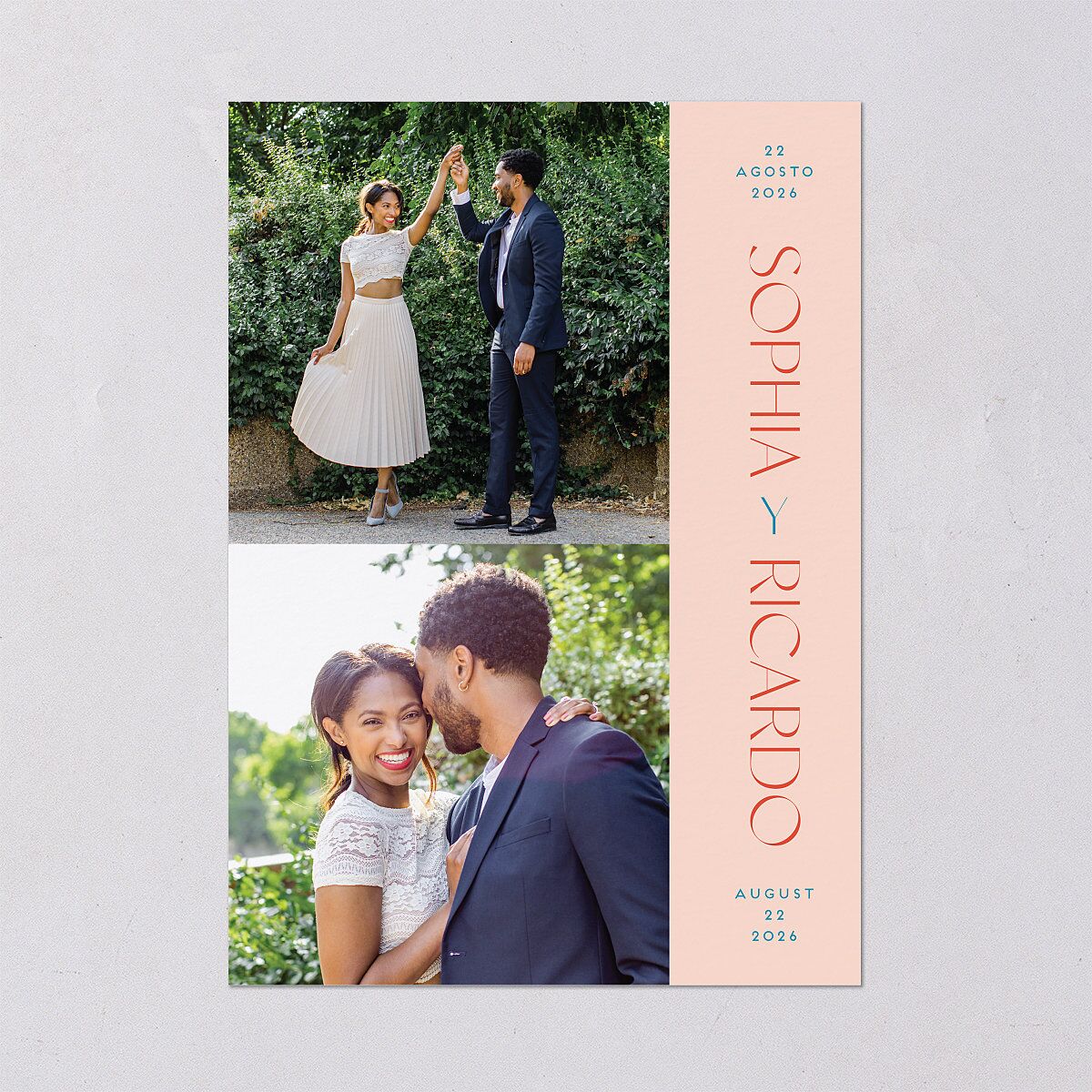 Color del Amor Save The Date Cards Salmon Signature smooth Blank No