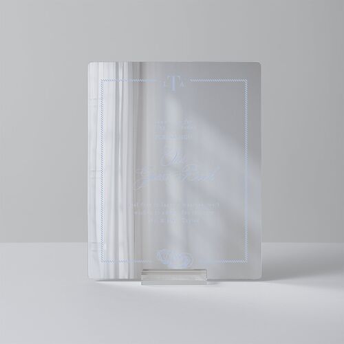 Coastal Oysters and Anchors Mirrored Acrylic Tabletop Sign X-small Sea Blue Mirrored Acrylic XS Tabletop Table Standard