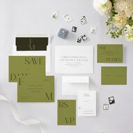 Modern Initials Save The Date Cards Olive Signature smooth Blank No Standard