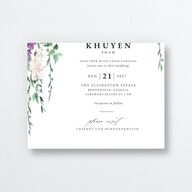 Romantic Wisteria All-in-One Wedding Invitations Purple Petal Signature Light Both Recipient and Return Addresses No