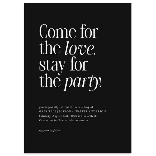 Stay For The Party Wedding Invitations Midnight Signature Blank No Standard
